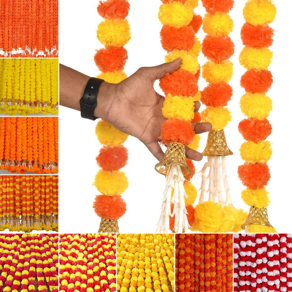 Home Decor Indonesia - Long Strands Artificial Marigold Garland​​ Pooja