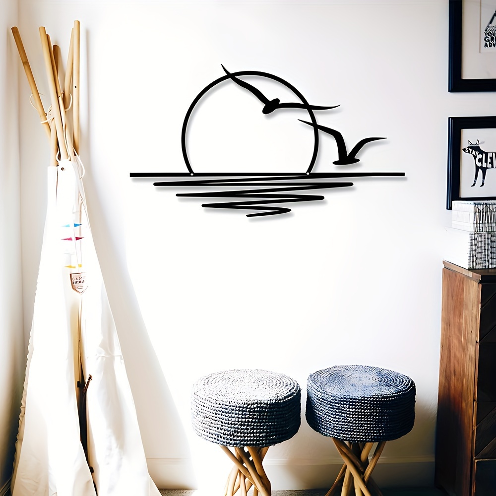 Seagull Sunrise Art Wall Decal - Home Decor Indonesia 评论和价格
