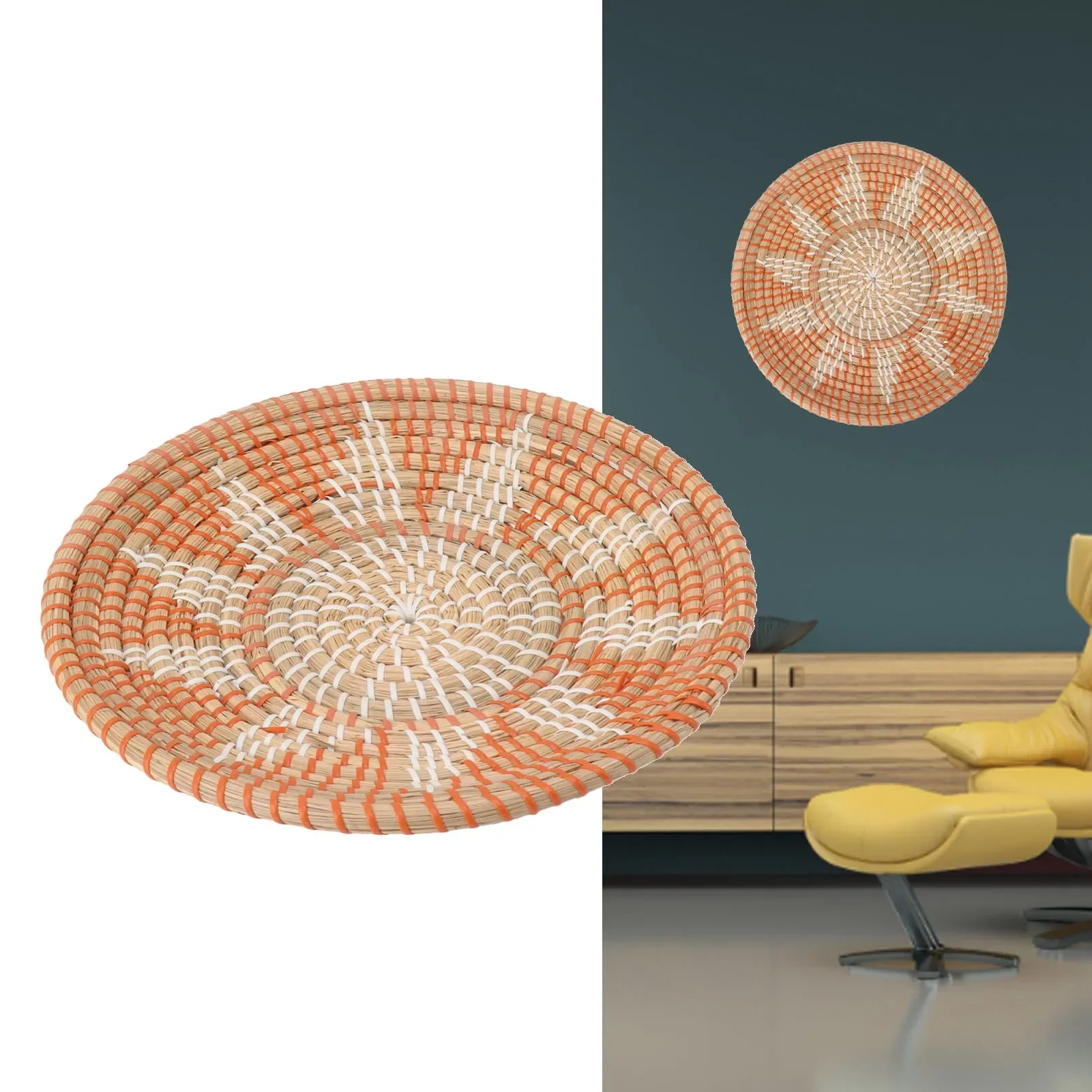 Round Grass Wall Ornaments 35c - Rattan Plant Basket 评论和价格