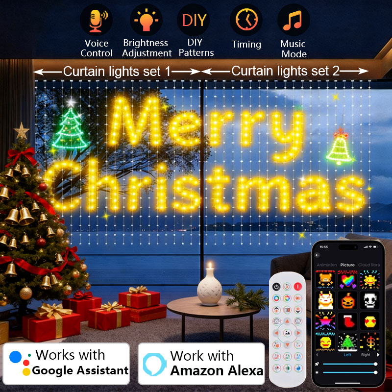 1/2PCS 400LEDs Smart Curtain L - Home Decor Free App 评论和价格