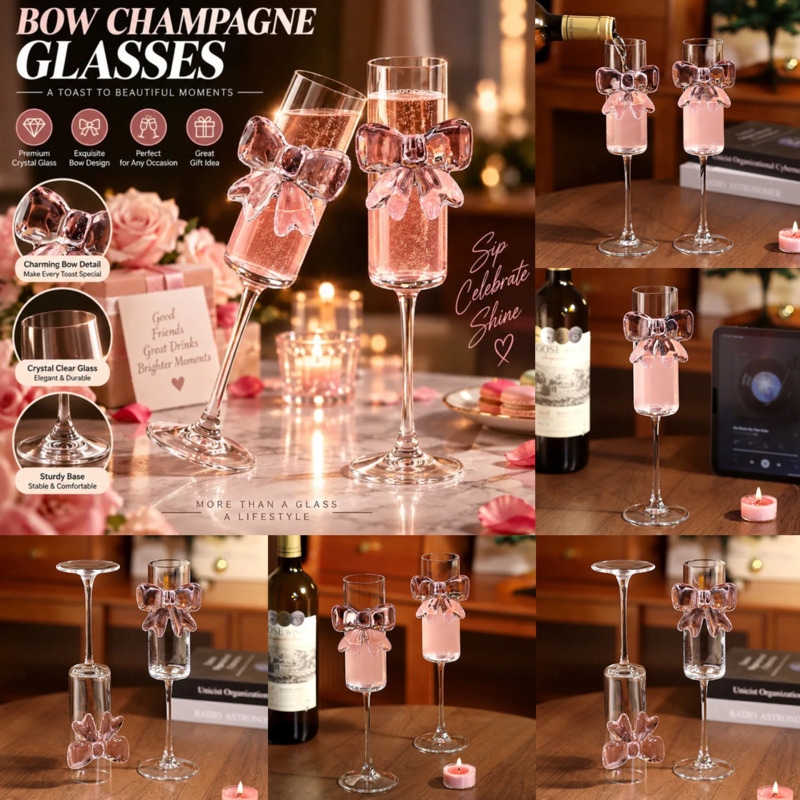 Wedding Bow Y2K Wine Glasses C - Home Decor Y2K 评论和价格