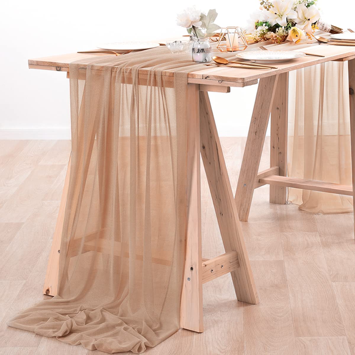 Chiffon Table Runner Nude Shee - Linen Table Runner 评论和价格