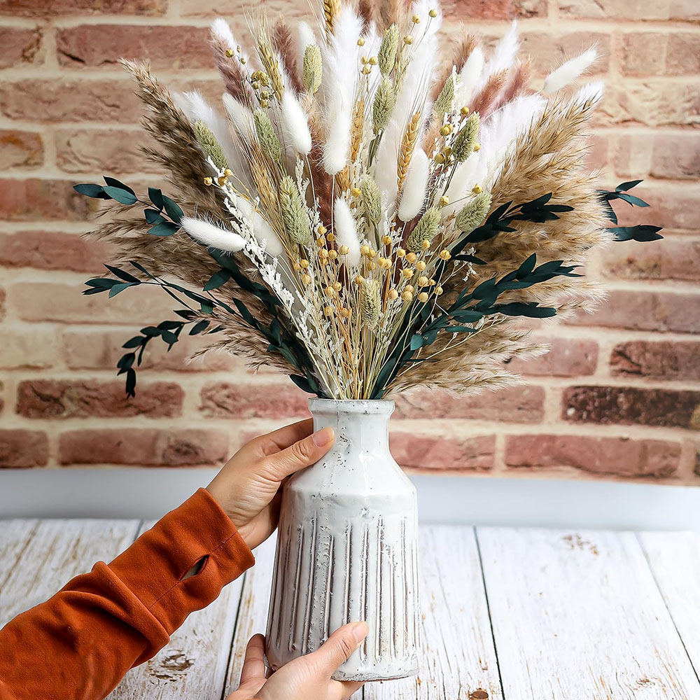 100pcs Dried Pampas Grass Bouq - Pampas Grass Decor 评论和价格