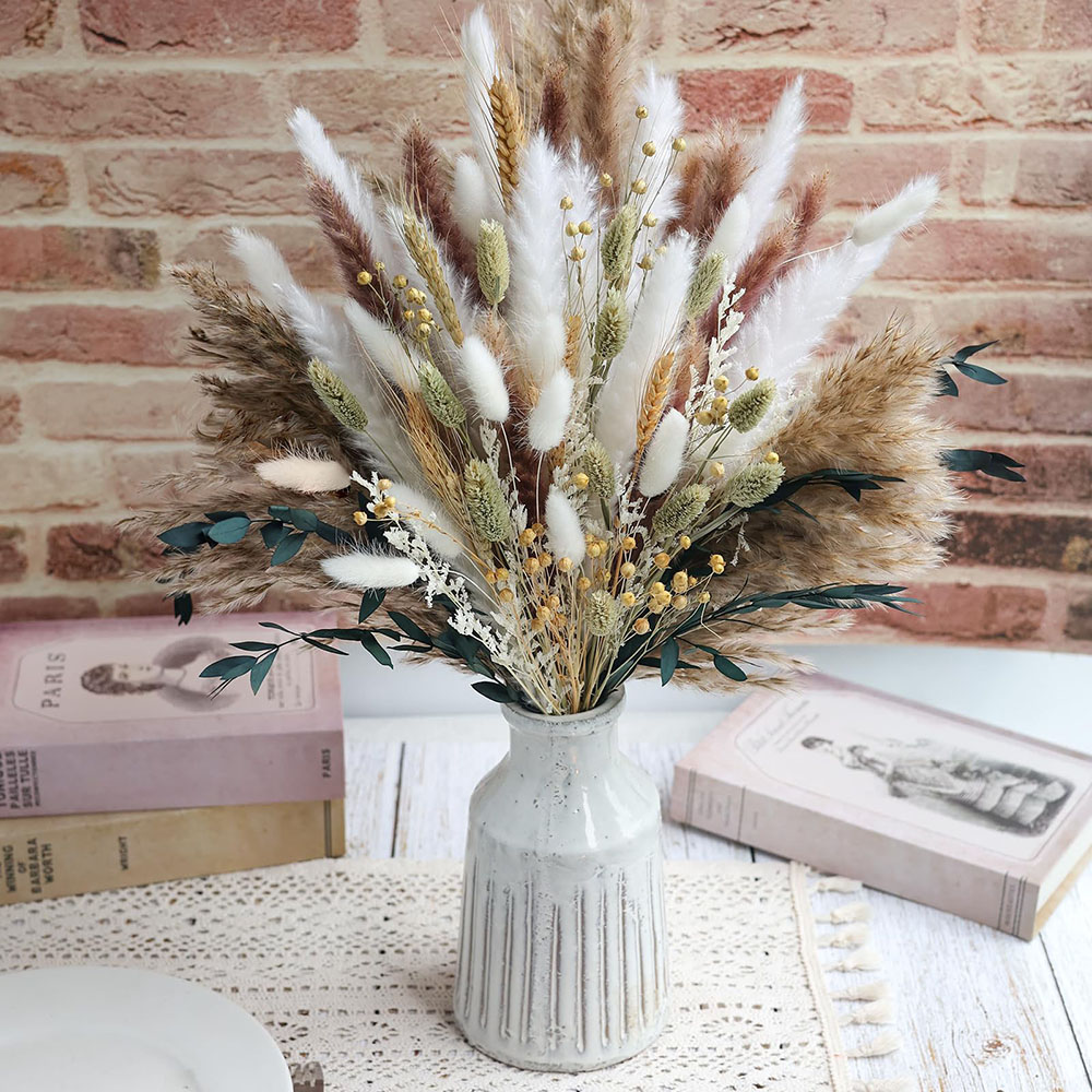100pcs Dried Pampas Grass Bouq - Pampas Grass Decor 评论和价格