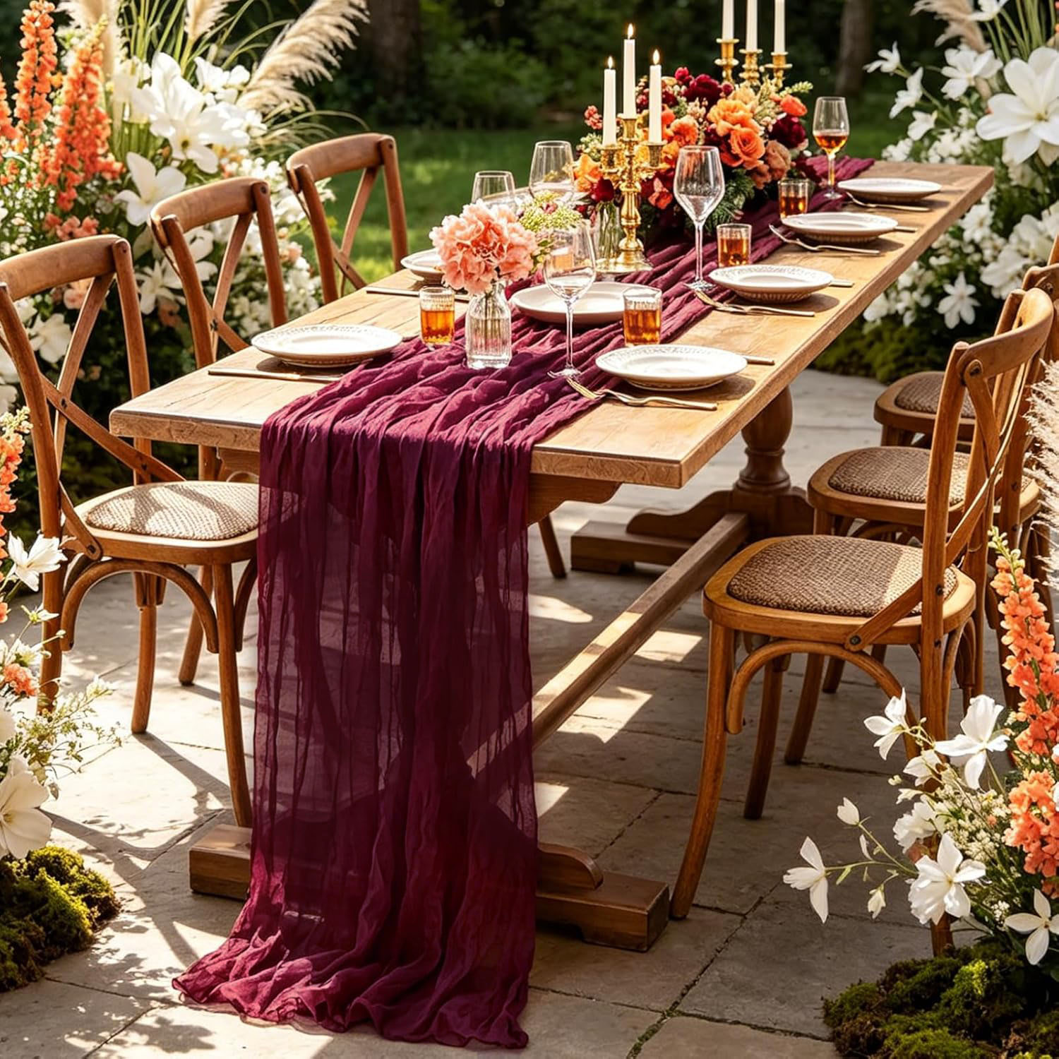 10Pcs Cheesecloth Table Runner - Linen Table Runner 评论和价格