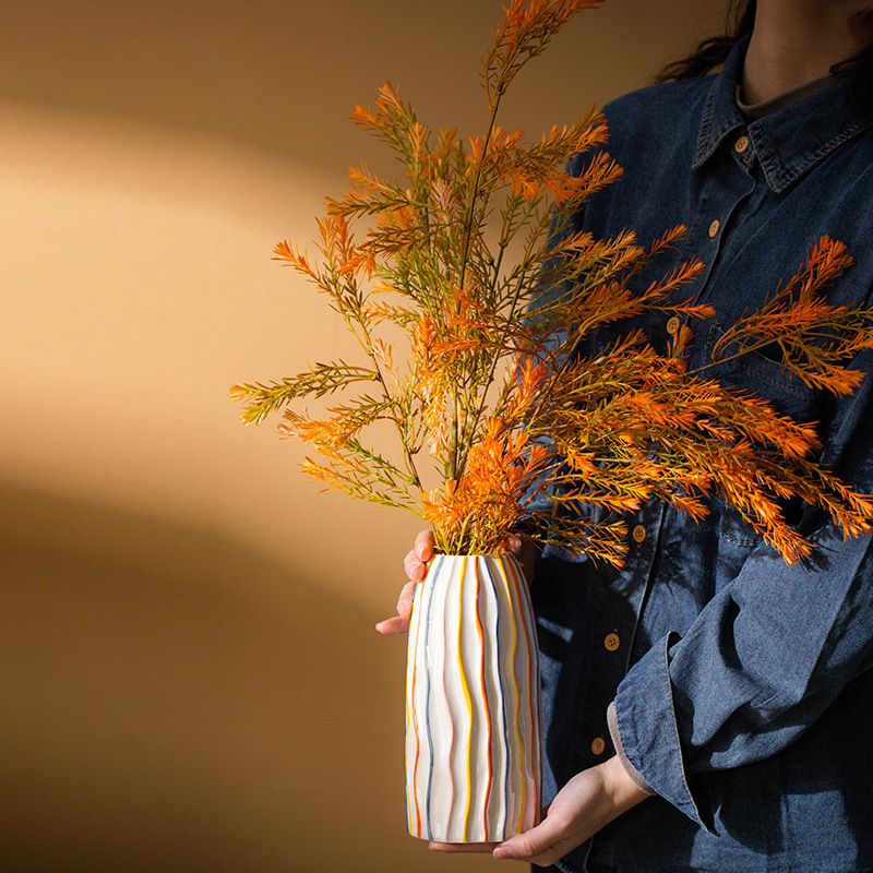 CAPIRON Colorful Stripe Cerami - Pampas Grass Decor 评论和价格
