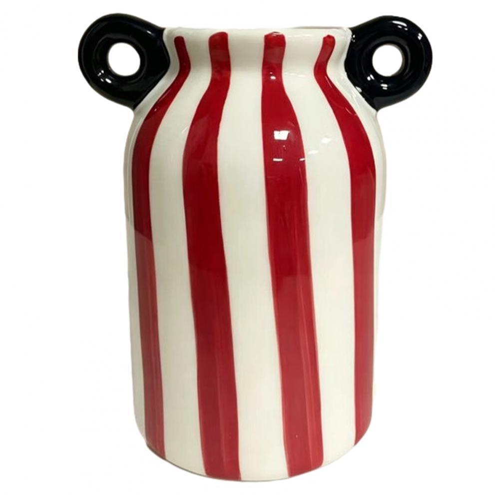 Ceramic Striped Flower Vase wi - Pampas Grass Decor 评论和价格