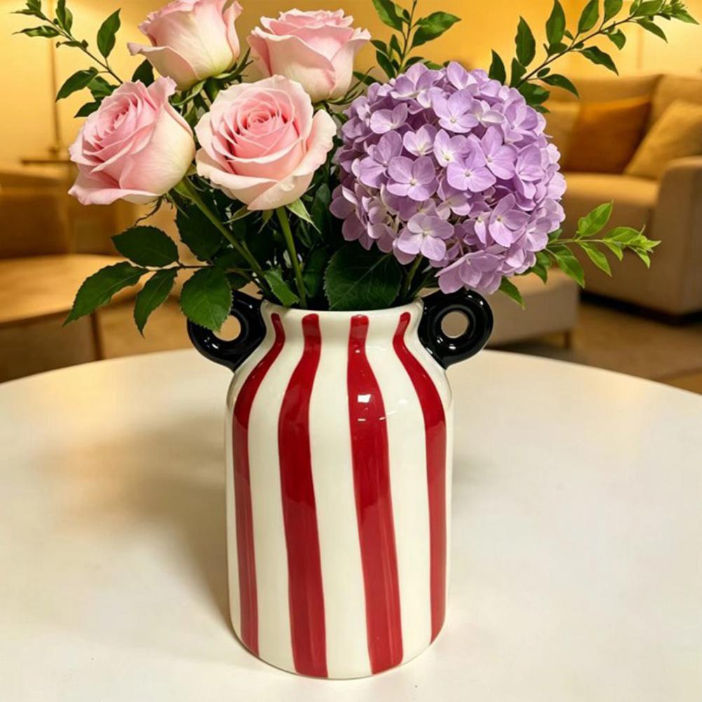Ceramic Striped Flower Vase wi - Pampas Grass Decor 评论和价格